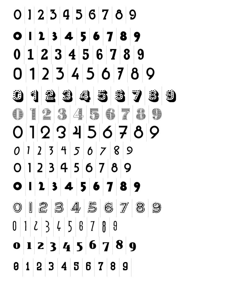 the numbers and symbols are arranged in rows