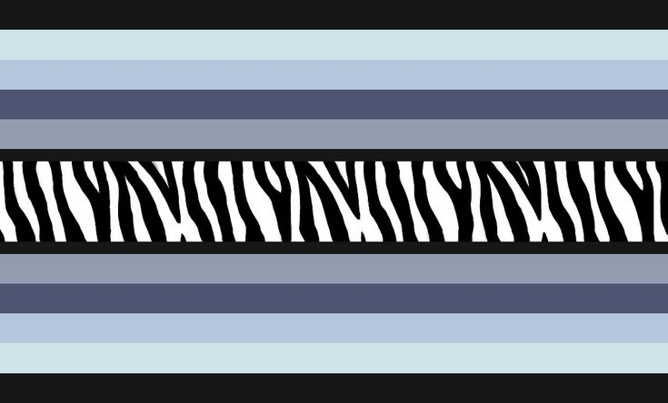 a black and white striped pattern with zebra stripes in the center, on a blue background