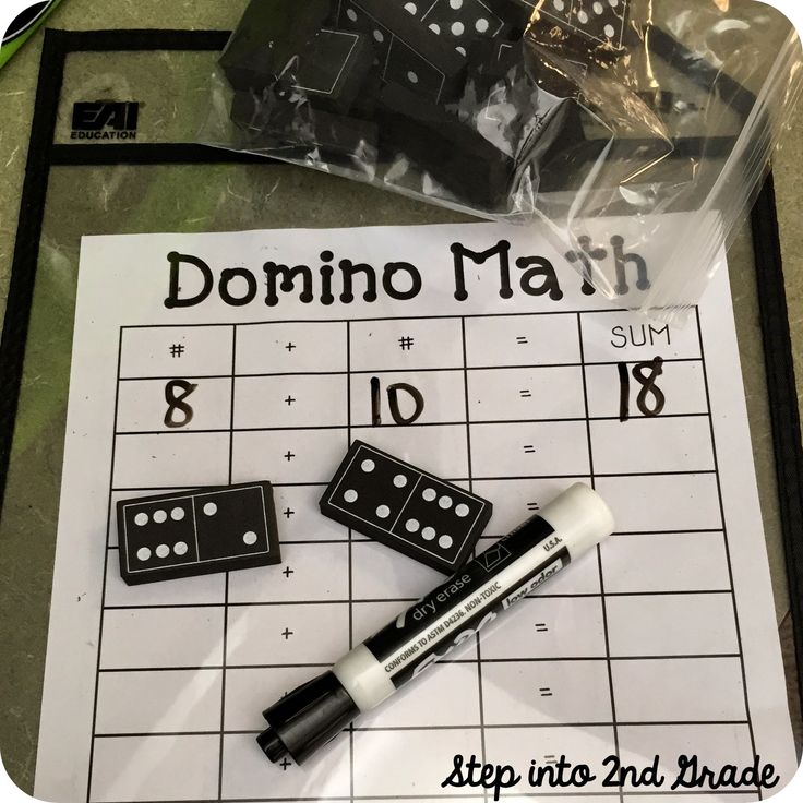 the domino math game is ready to be played with dices, markers and pens