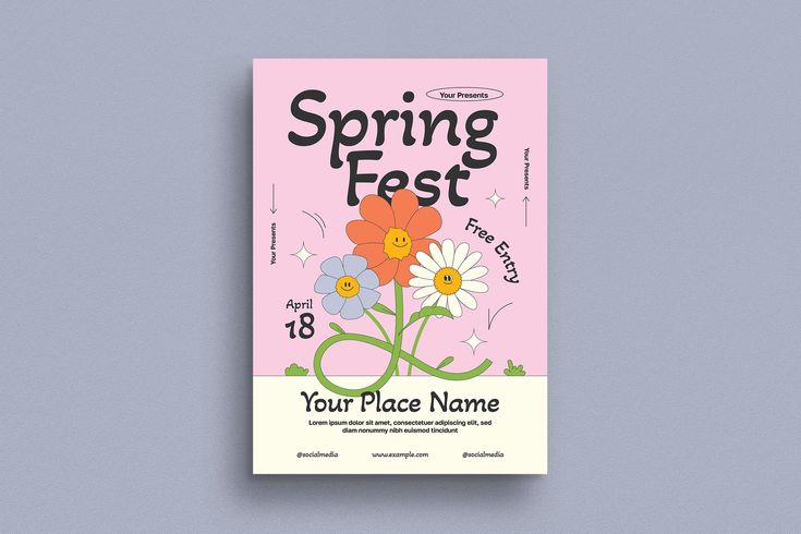 the spring festival flyer with flowers on it