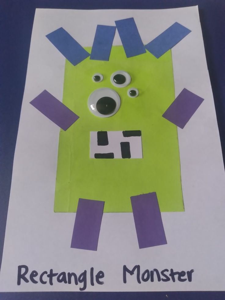 a green monster made out of paper with the words rectangle monster on it