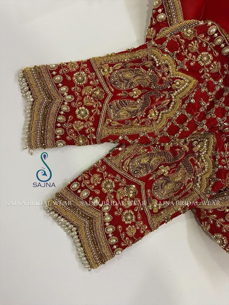 Latest Bridal Blouse Designs Heavy Work Red, Exclusive Blouse Designs, Saree Bluse, Sleeve Patterns, Heavy Blouse, Mirror Work Blouse Design, Zardosi Embroidery, Latest Bridal Blouse Designs, Latest Blouse Designs Pattern