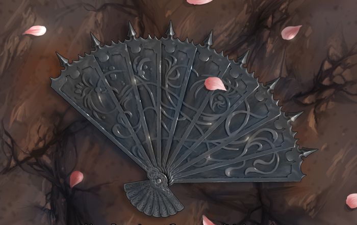 a black fan sitting on top of a pile of petals next to pink rose petals