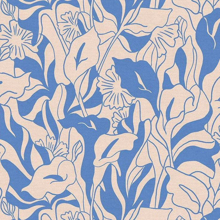 a blue and white floral pattern on fabric