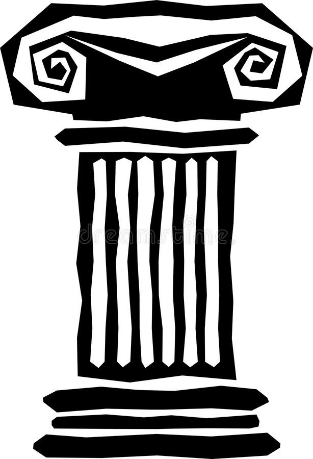 a black and white drawing of an ancient greek column