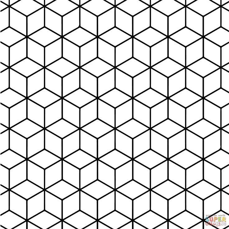 a black and white geometric pattern that looks like hexagonals or cubes