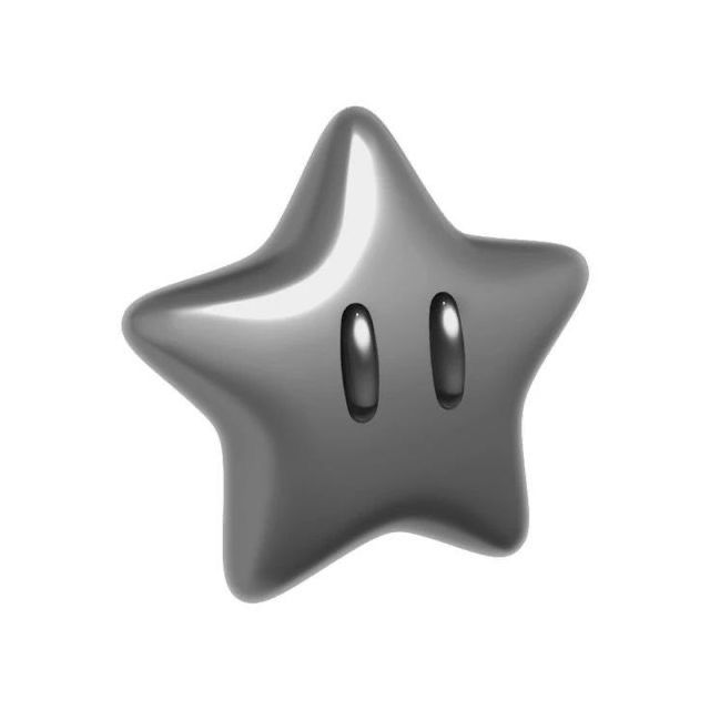 a star shaped object with two buttons on the front and one in the middle, against a white background