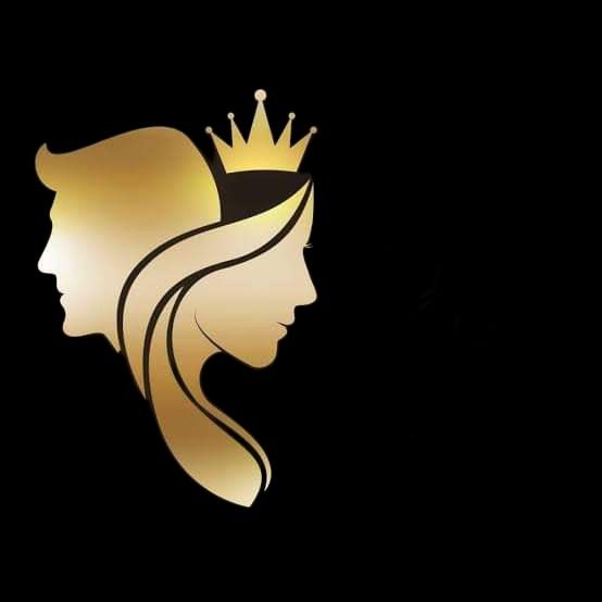 the silhouette of a woman with a crown on her head, against a black background