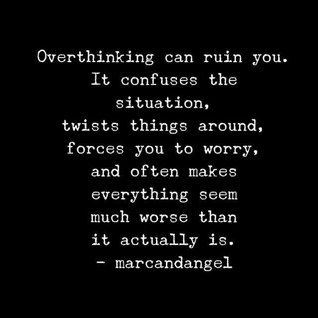 a black and white photo with the words, overthiking can ruin you it confues the situation twists things around forces you to worry