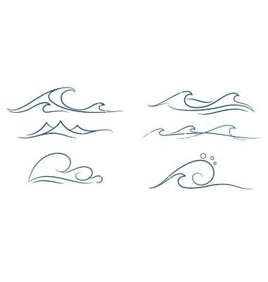 four different types of waves on a white background