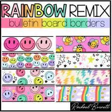 rainbow mix bulletin board borders with smiley faces