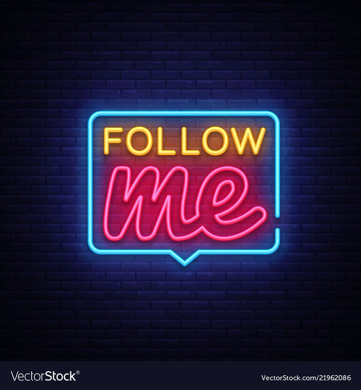 a neon sign that says follow me on a dark brick wall with the words follow me