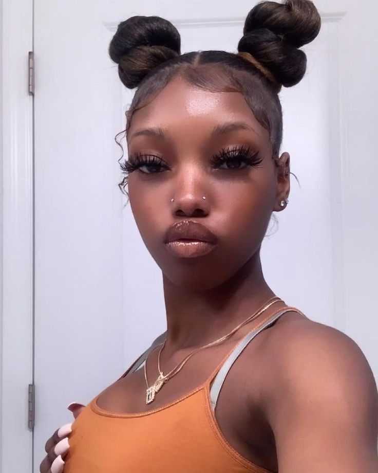 2 Buns Hairstyle, Pumpkin Hair, Top Knot Bun, Knot Bun, Hairstyle Inspiration, Hair Laid, Hair Ponytail Styles, Ponytail Styles, Baddie Hairstyles