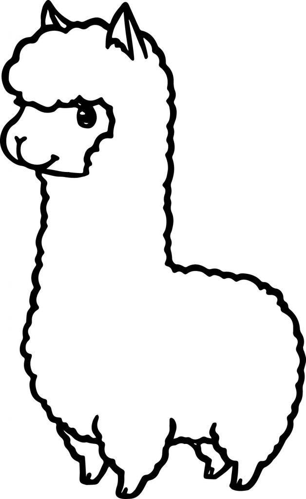 a black and white drawing of an alpaca with its head turned to the side