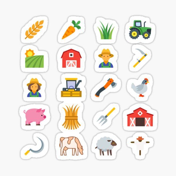 farm stickers on a white background