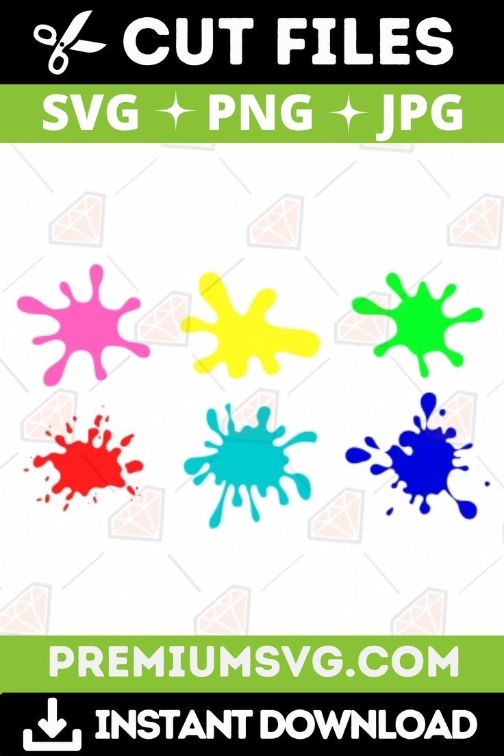 different colored paint splats on a white background with the words cut files svg and