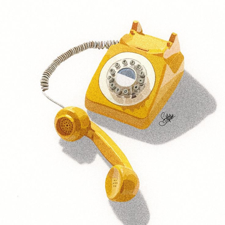 An aesthetic illustration of a yellow vintage telephone. Retro Telephone Aesthetic, Vintage Telephone Illustration, Retro Telephone Illustration, Vintage Telephone Drawing, Phone Off The Hook Tattoo, Old Phone Illustration, Vintage Phone Drawing, Old Phone Drawing, Telephone Sketch