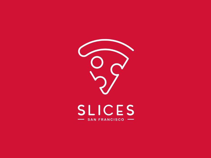 the logo for slice's pizzaria, which is designed to look like a piece of