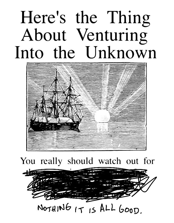 an old advertisement with a ship in the water and sun rays coming out from behind it