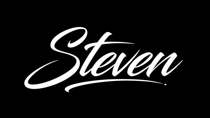 the word steven written in white on a black background