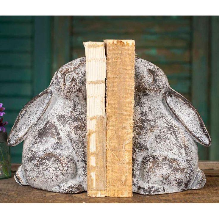 Rustic Cast Iron Bunny Rabbit Bookends-Home Decor-Vintage Shopper Farmhouse Kitchen Lighting Over Table, Bunny Nursery Theme, Kitchen Lighting Over Table, Unique Cottages, Bunny Book, Farmhouse Kitchen Lighting, Ceramic Chicken, Decorative Bookends, Country Decorating