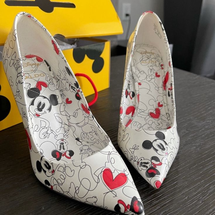 These Beautiful Disney Heels Have Been Worn Twice For A Few Hours Indoors. Great Condition But I Don’t Use Them Often Enough. Questions? Leave A Comment Below! Disney Shoes Heels, Disney Heels, Disney Shoes, Shoes Women Heels, Red White, Shoes Heels, Red And White, Size 6, Women Shoes