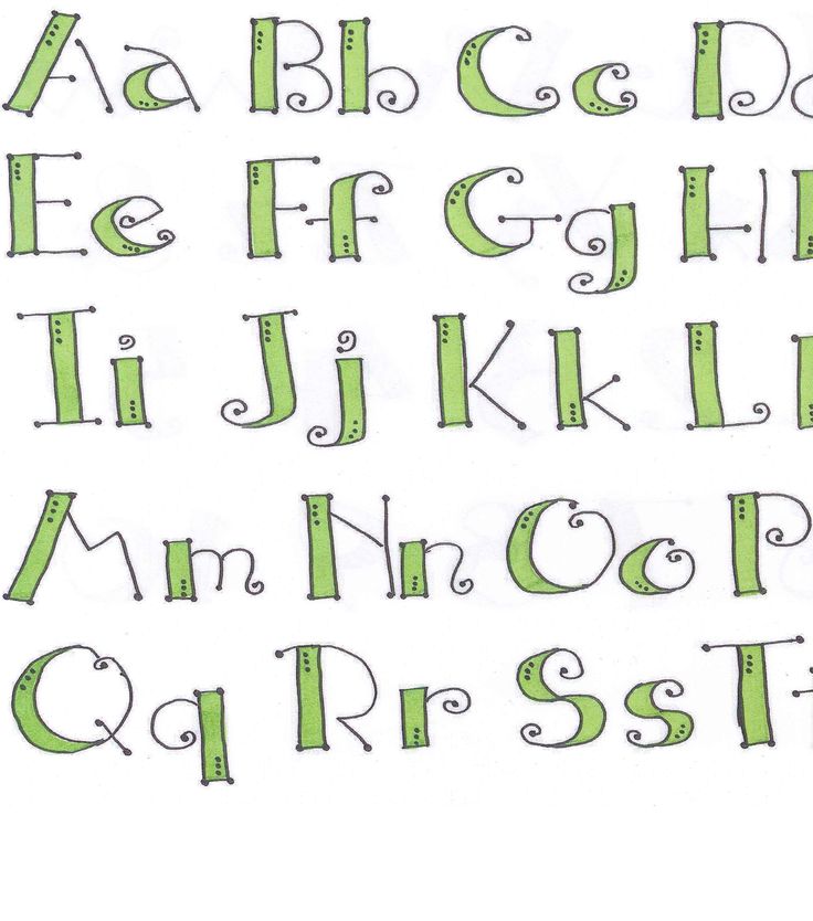 the letters and numbers are drawn in green ink