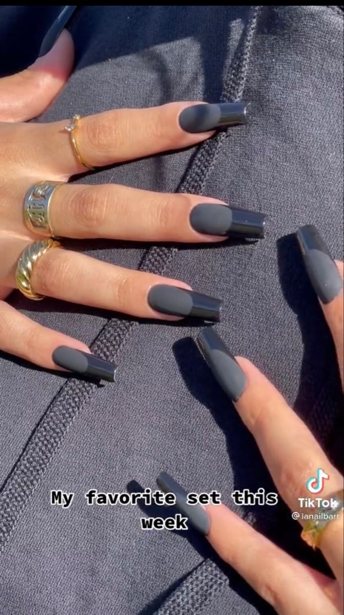 Fly Nails, Grey Nail, Black French Tip, Fake Nails Long, Manicured Nails, Nail Vinyls, Nails Nail Polish, Nail Polish Ideas, Polish Ideas