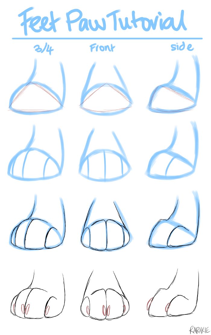 how to draw feet with different angles and shapes for each foot, from the top view