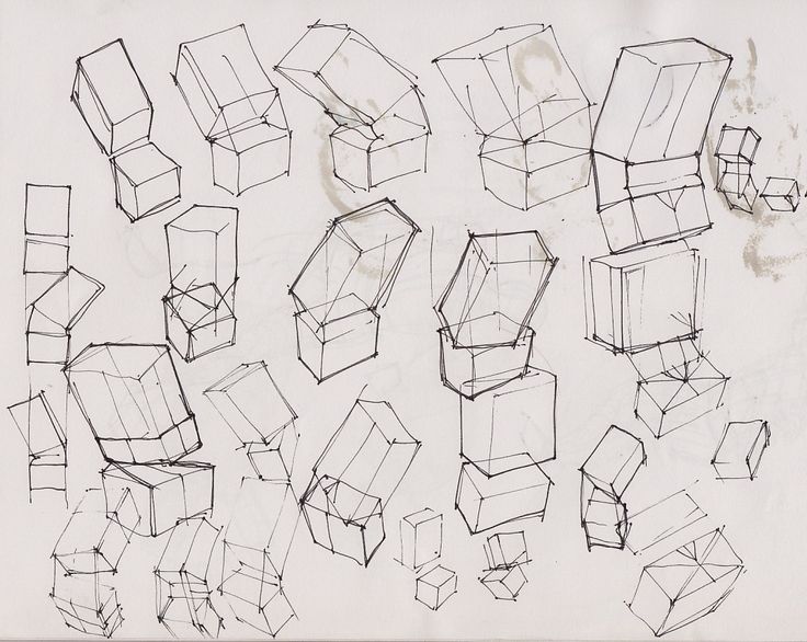 a drawing of many different shapes and sizes