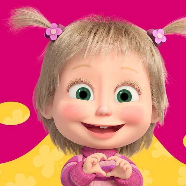 a cartoon character with blonde hair and big eyes