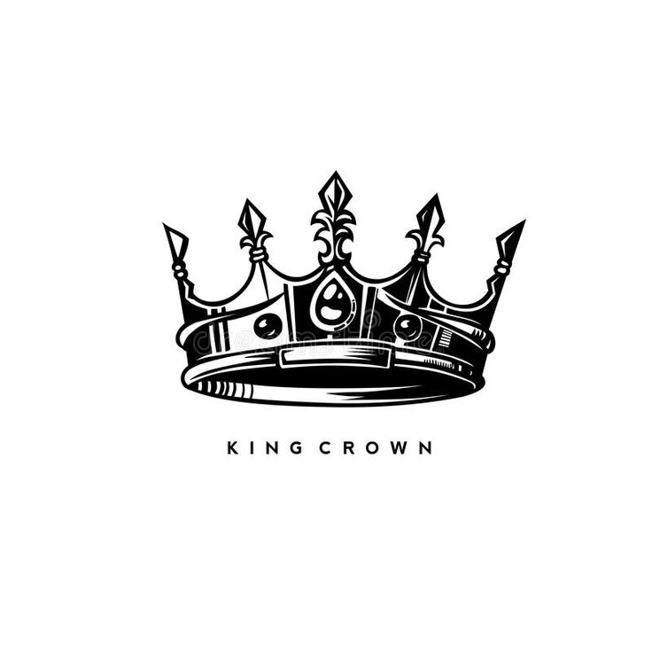 a black and white drawing of a crown with the word king crown written on it