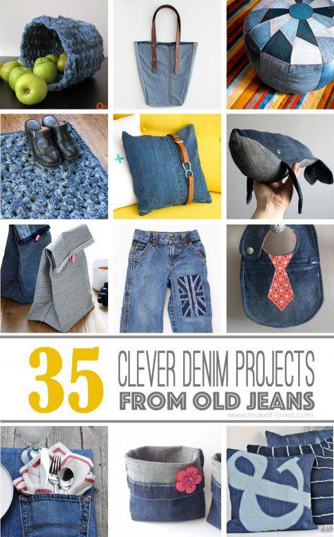 denim projects from old jeans are featured in this article