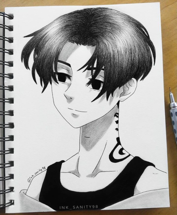 a drawing of a girl with short hair and piercings on her neck is shown