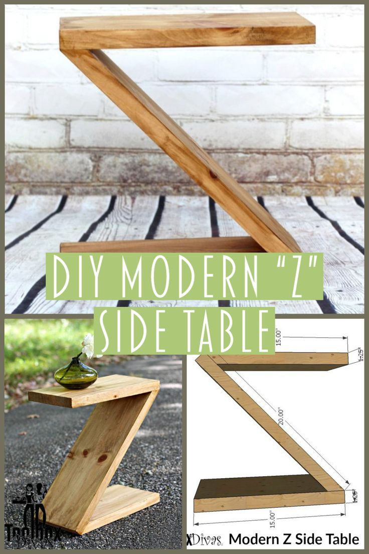 the diy modern z side table is made out of wood