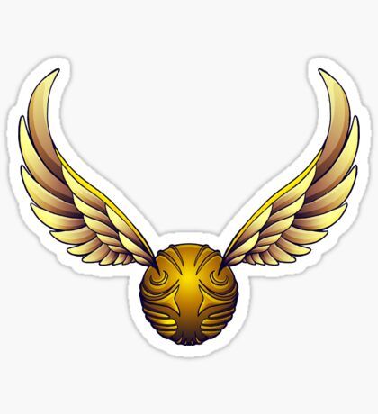 a golden bird with wings sticker