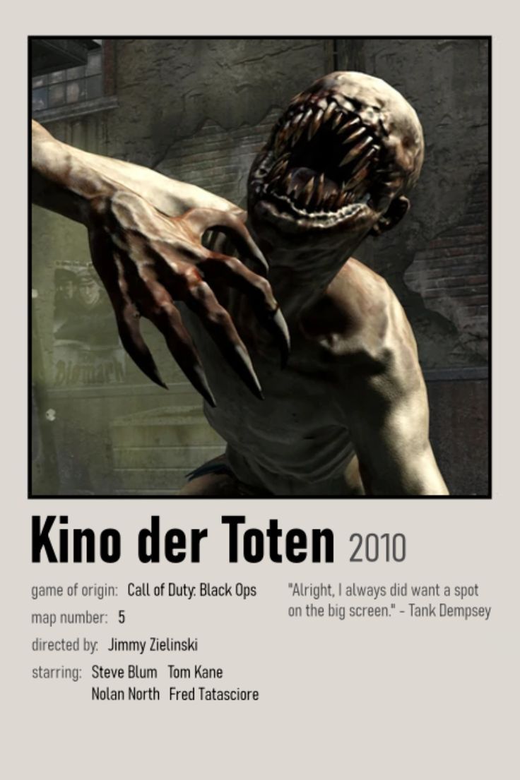 an advertisement for a game called king der toten 2010, with the image of a creepy