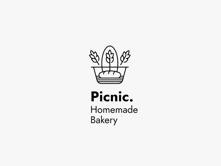 a black and white logo with the words picnic, homemade bakery on it's side