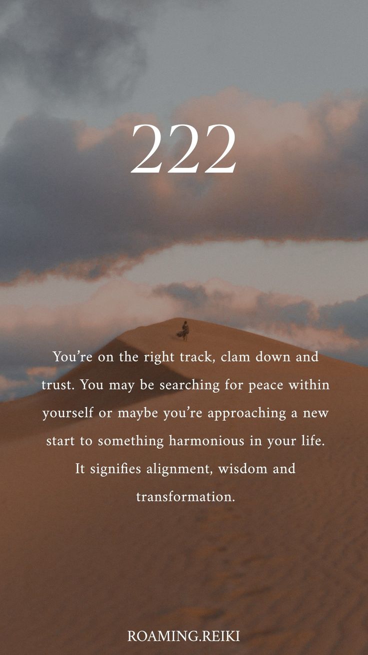 You’re on the right track, clam down and trust. You may be searching for peace within yourself or maybe you’re approaching a new start to something harmonious in your life.
It signifies alignment, wisdom and transformation. 2 22 Angel Number Aesthetic, 222 Quotes Wallpaper, Angel Numbers 222 Tattoo, Angle Number Tattoo 222, 222 Spiritual Meaning, 222 Quotes, 222 Meaning Angel, 2:22 Angel Number Meaning, 222 Tattoo Meaning