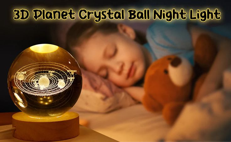 3D Planet Space Crystal Ball Night Lamp Space Crystal, Ball Lamps, Night Lamp, Night Lamps, Crystal Ball, Night Light, Planets, Crystals