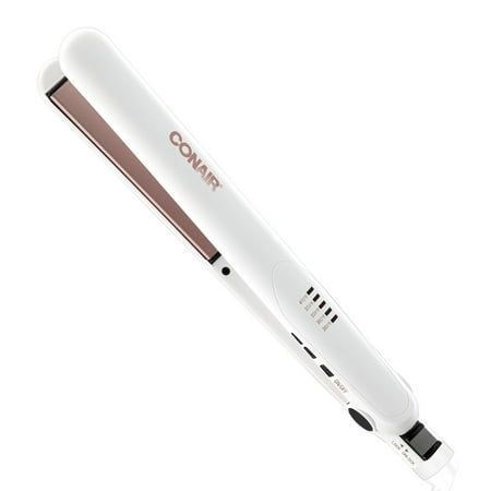 Give your hair the look you want with the Conair Double Ceramic 2-in-1 Flat Iron/Hair Straightener, 1". This hair straightening tool is made using durable ceramic technology to help protect your hair from frizz and leave it silky and smooth. This technology will also help protect your hair from getting damaged. This Conair ceramic straightener has multiple heat settings so you may customize your look and style. Use this to flatten out your frizzy curls, or use it to add volume with just a touch Conair Flat Iron, Cute Hair Straightener, Good Hair Straighteners, Hair Straightener Aesthetic, Conair Straightener, My Wishlist Ideas, Hair Straightening Tools, Gifts Wishlist, Hair Flat Iron