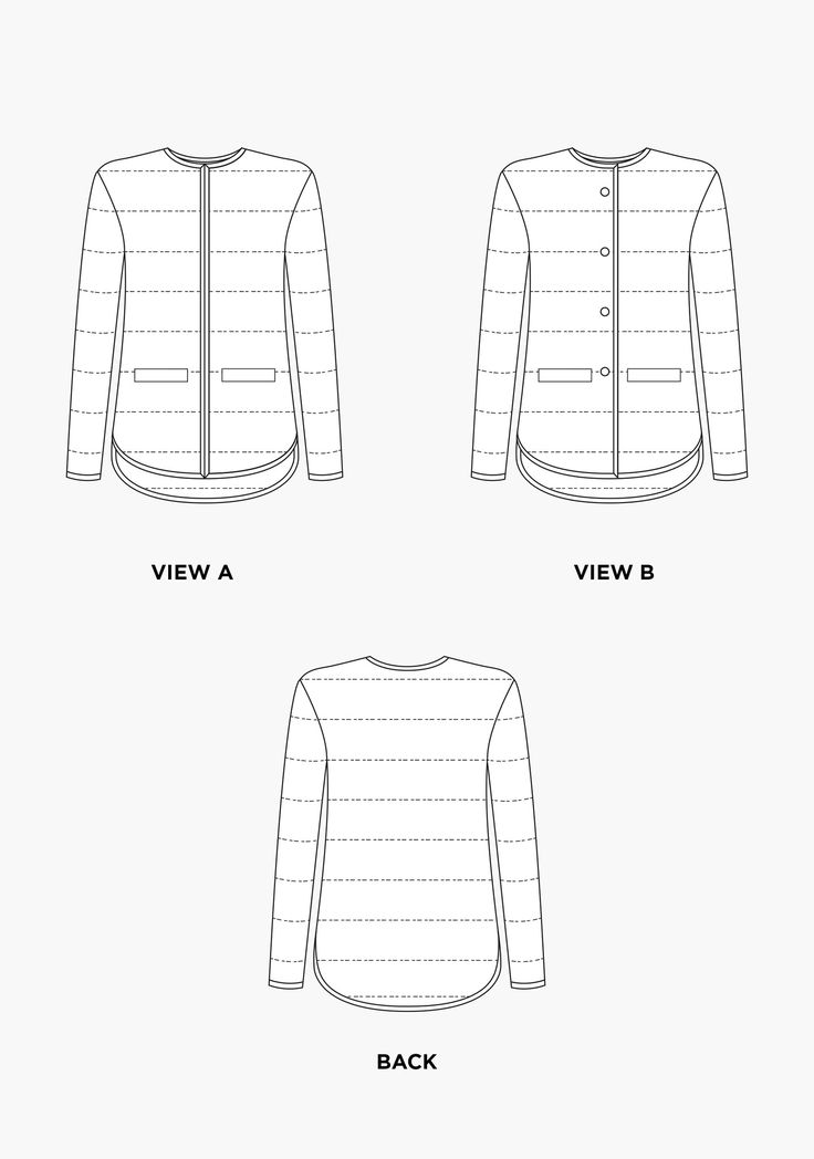 the front and back views of a jacket