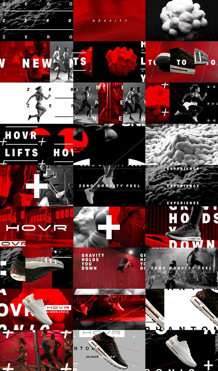 a collage of different images with red and black text on them, all over the place