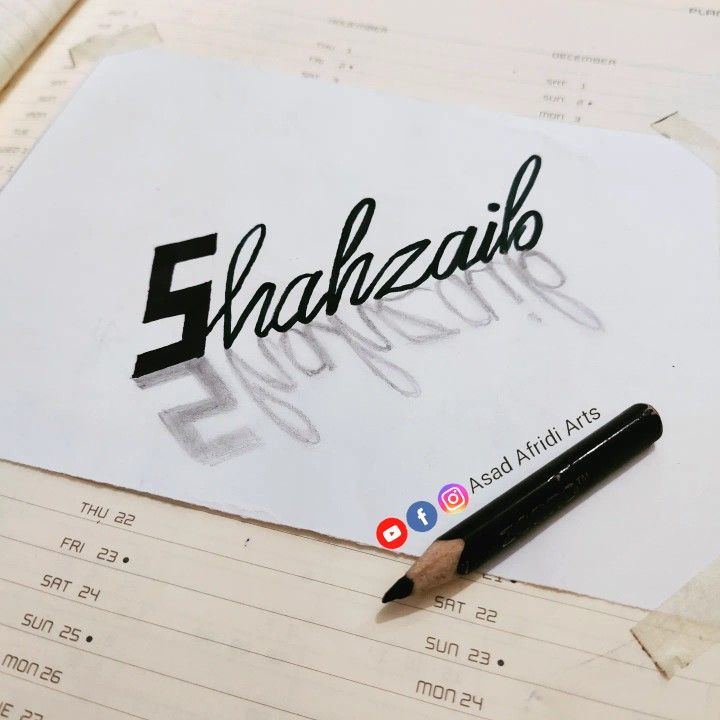 a pencil sitting on top of a piece of paper with the word swahzawib written in cursive writing