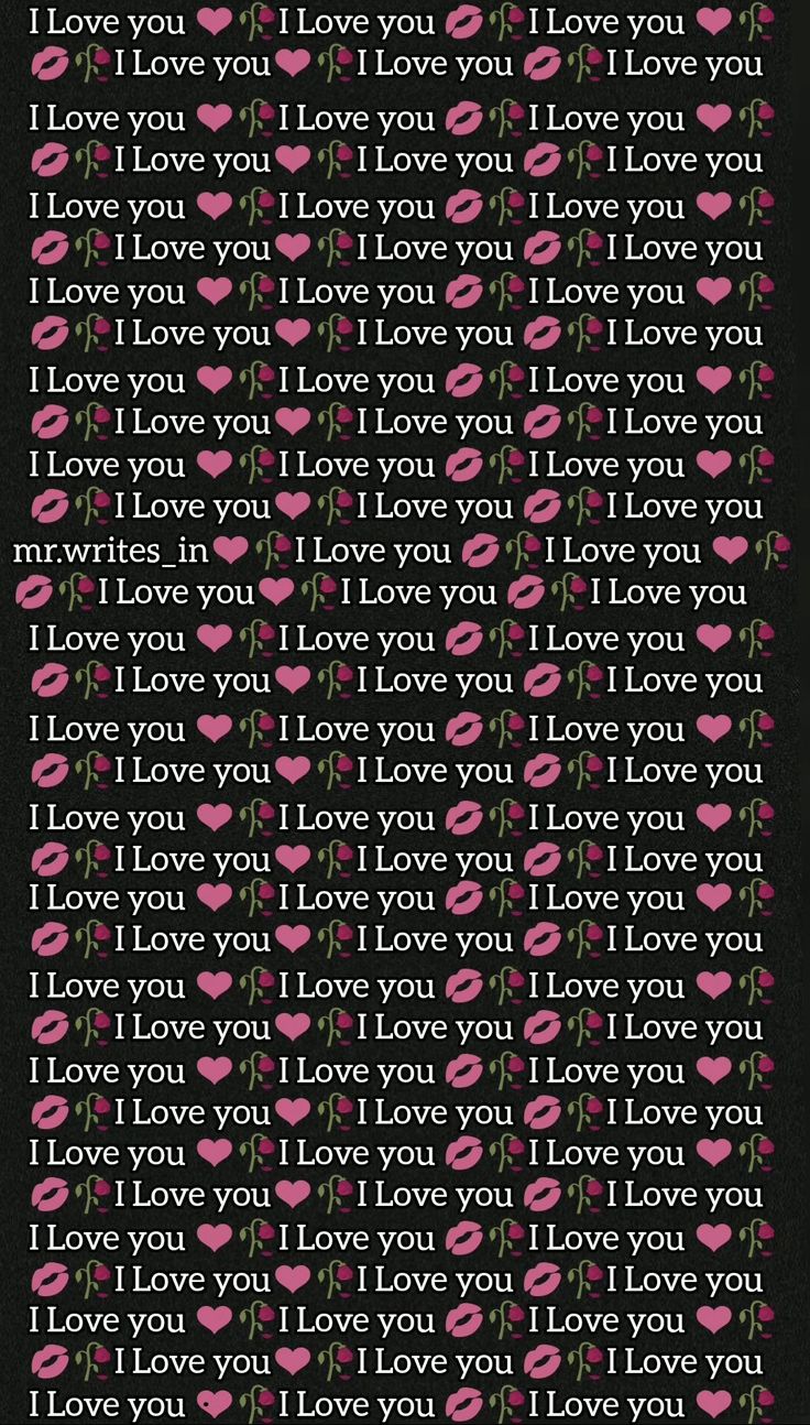 the words i love you are written in pink and black on a black background with hearts