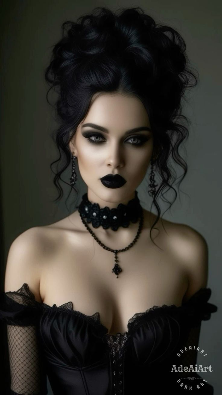 Goth Wedding Hairstyles, Gothic Wedding Hairstyles, Haircuts For Curly Hair Women, Victorian Makeup, Short Haircuts For Curly Hair, Vampire Hair, Crow Movie, Victorian Vampire, Vampire Makeup