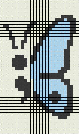 a cross stitch pattern with a baby's head in the center and blue eyes on it