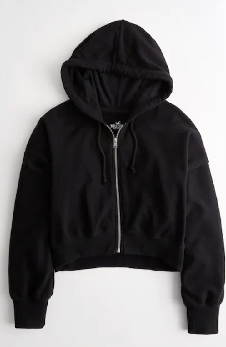 Hoodie Png, Cropped Zip Up Hoodie, Black Zip Hoodie, Cropped Zip Up, Black Zip Ups, Plain Black, Cropped Jacket, Zip Up Jacket, Zip Up Hoodie