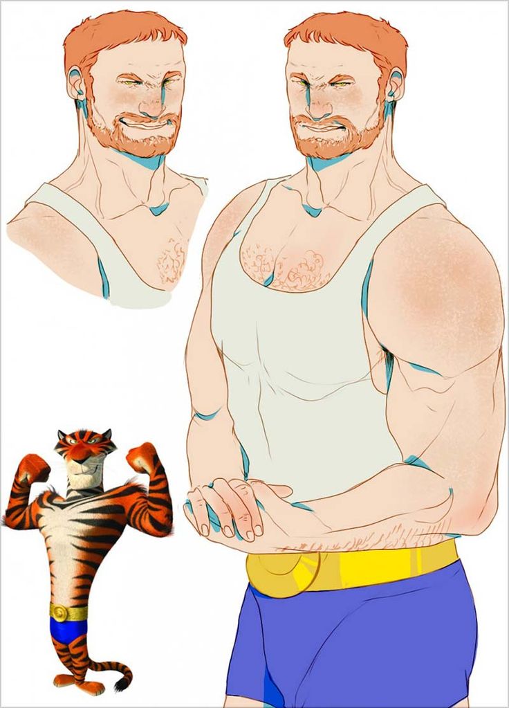 an image of a man with a tiger on his back and another drawing of him