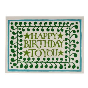 a happy birthday to you card with green leaves and stars on the front, in white paper